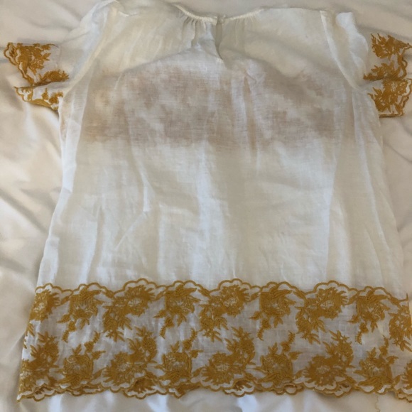 Loft blouse in white with mustard yellow detailing - Picture 2 of 5